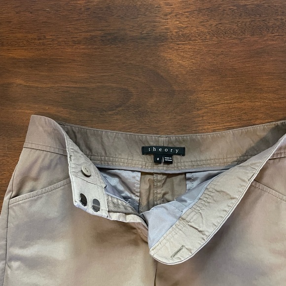 Theory Luke Stretch Cotton Cropped Dark Brown Pants - Picture 6 of 15